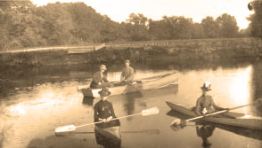 Boating old canoe pic sepia