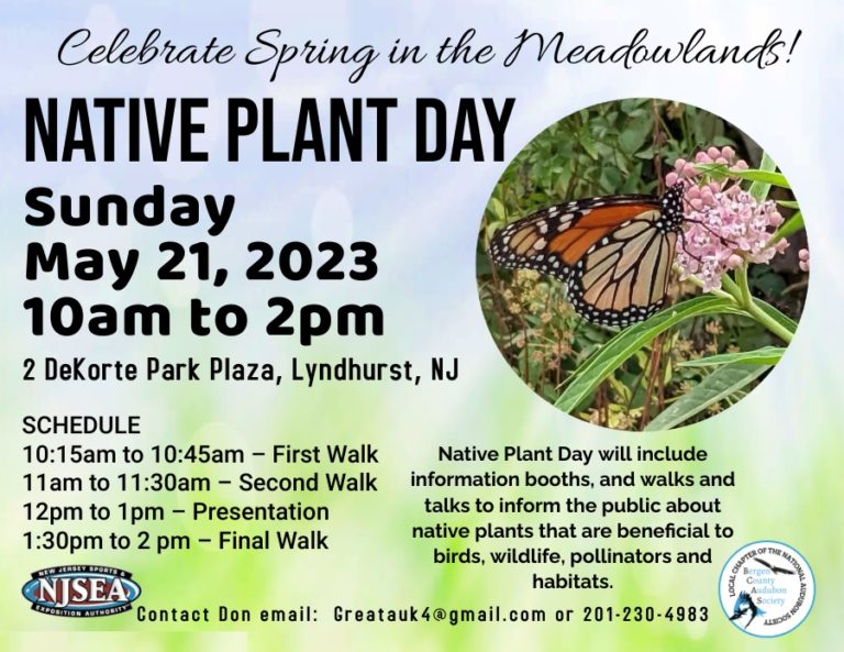 Save the Date Native Plant Day is Sunday, May 21, at DeKorte Park