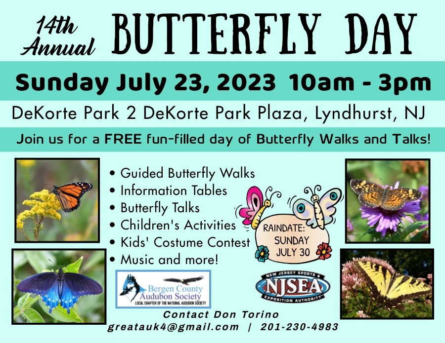 Butterfly Day at DeKorte Park (Lyndhurst) Is Sunday, July 23